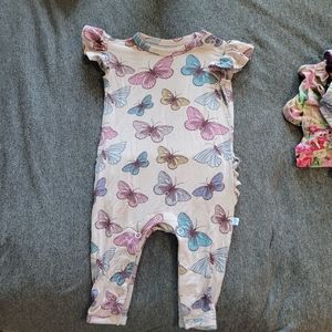 Ruffle butt and sleeve butterfly posh peanut nora print romper